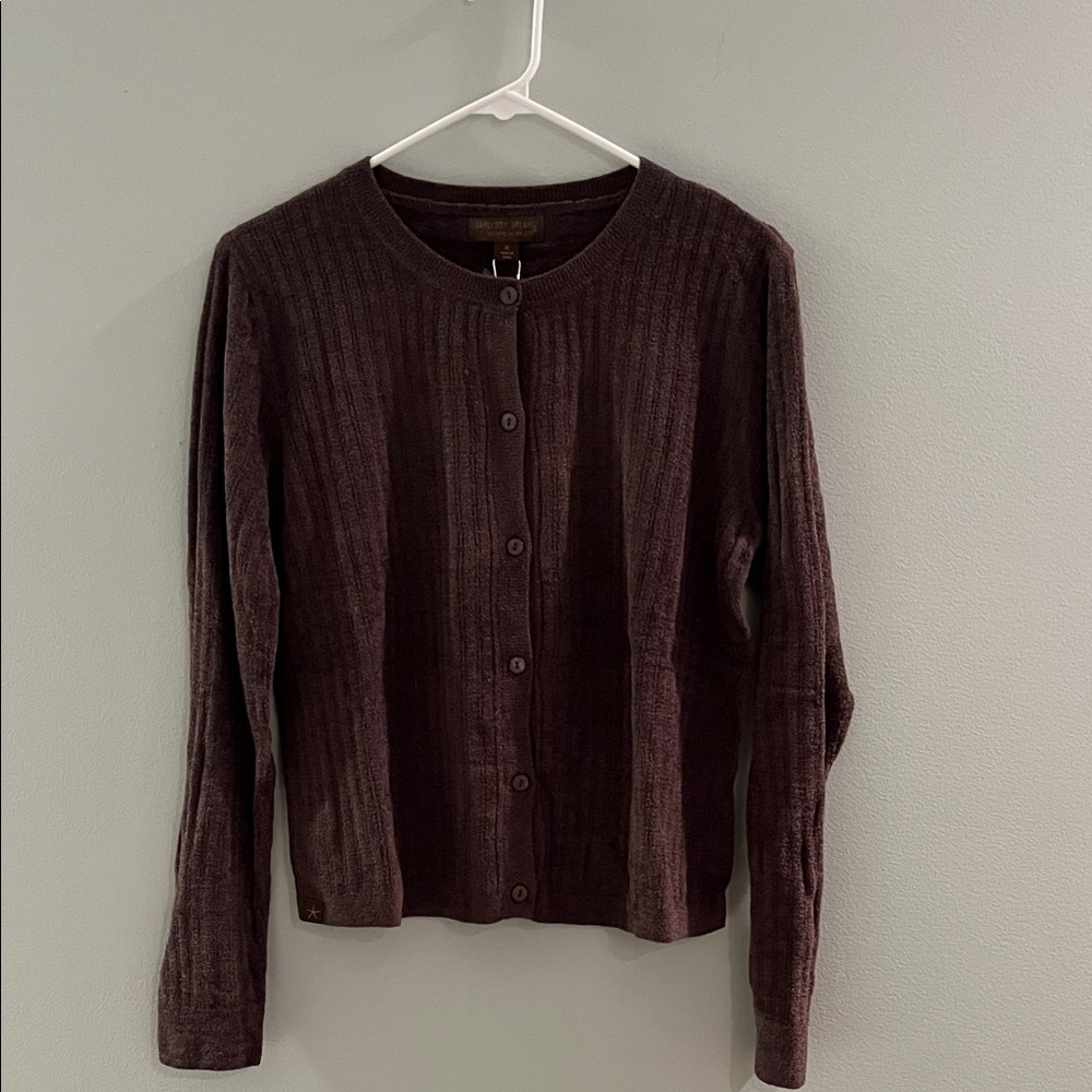 Barefoot Dreams Women's Ribbed Button-Front Cardigan - Deep Brown